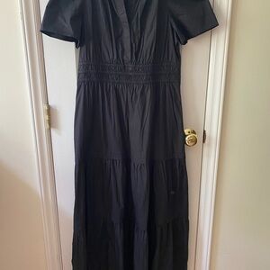 Quince Black Puff Sleeve Maxi Dress